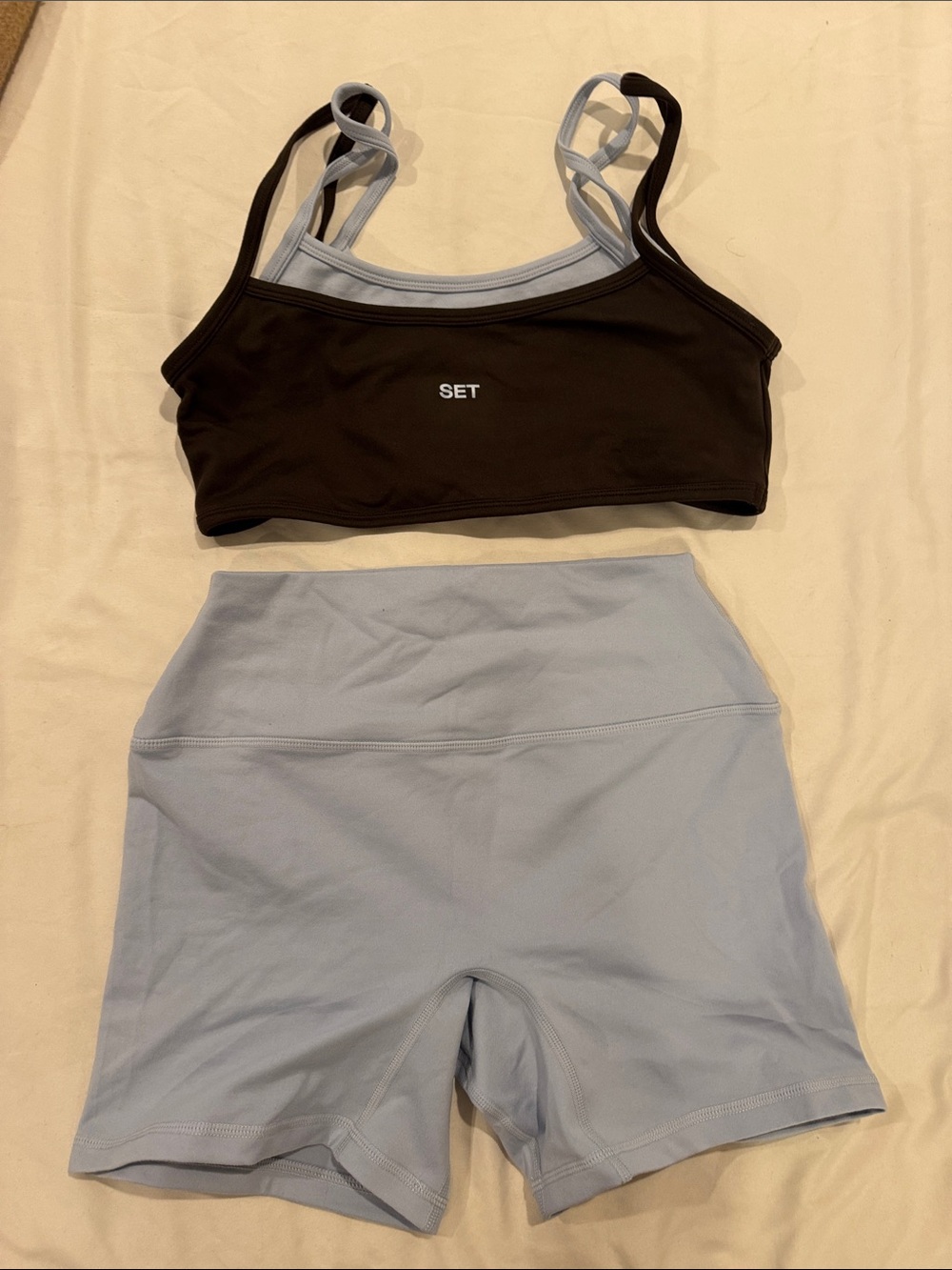 SET Active Formcloud Bra & High-Waist Shorts - Dark Grey & Light Blue